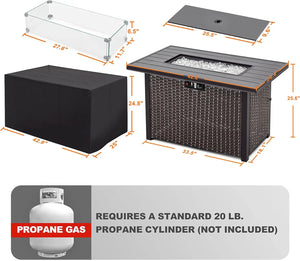 Outdoor 43-Inch 50,000 BTU Propane Fire Pit Table