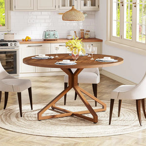 Dining Room Table with Metal Pedestal Base