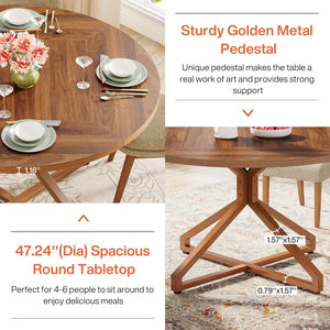 Dining Room Table with Metal Pedestal Base